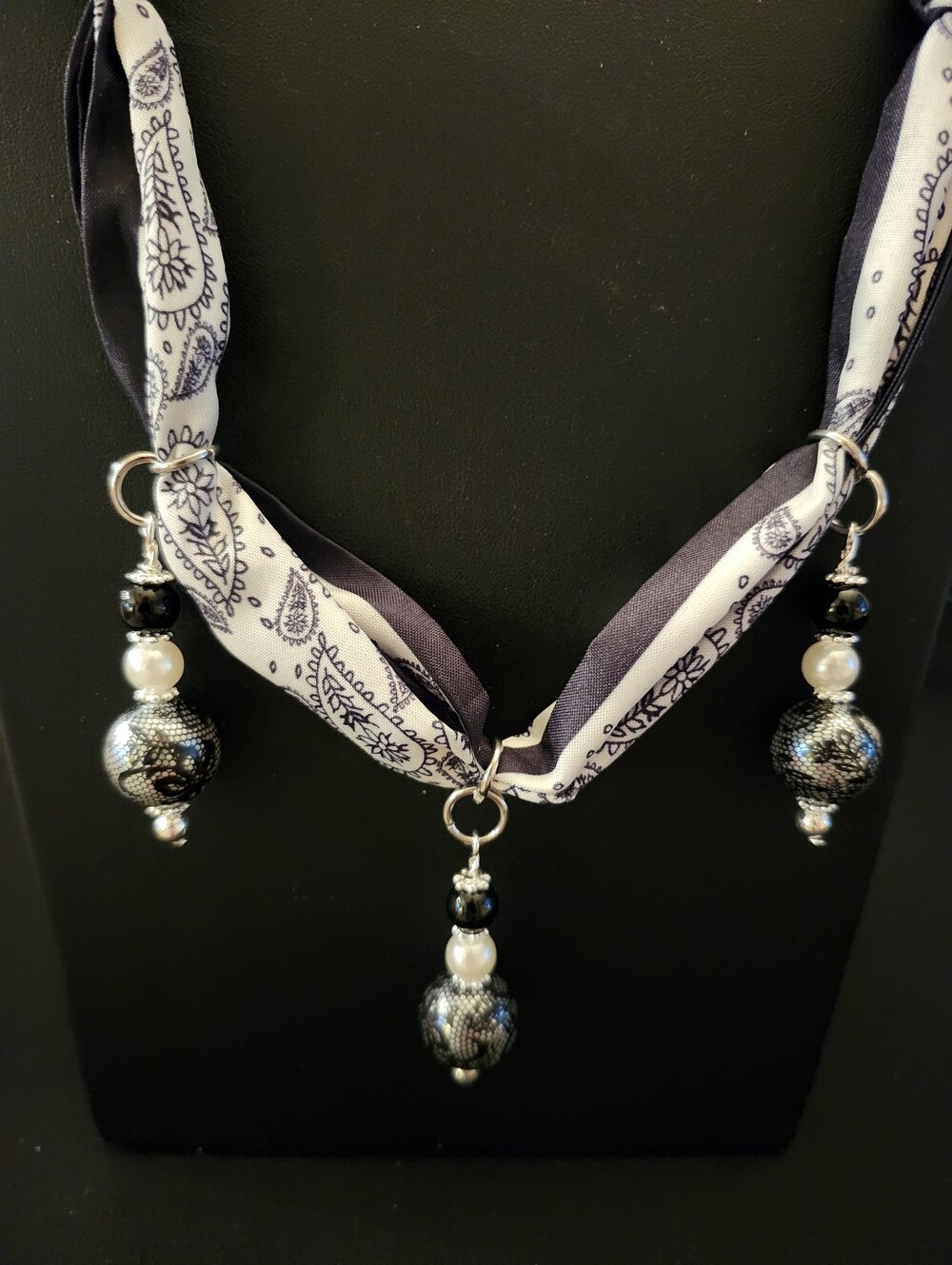 Scarf Necklace Paisley Handcrafted